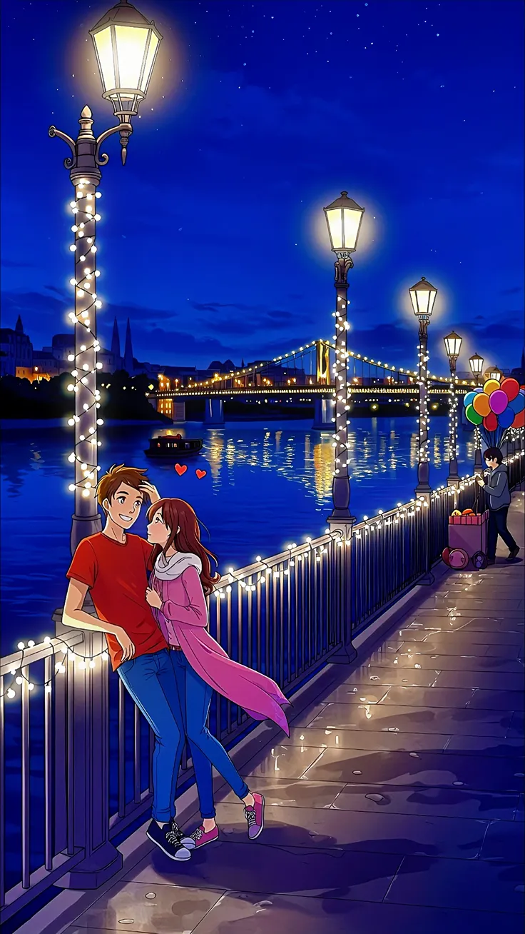 Couple chaos moments side of river