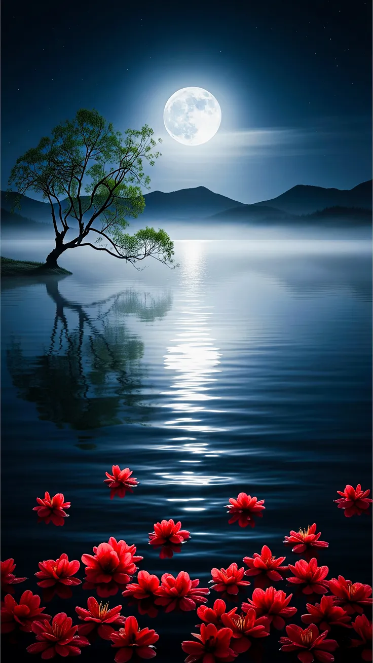 Flower in the Moon light shines fine