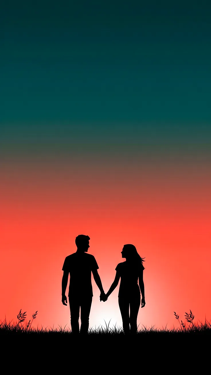 Couple sihuetoo style illustration