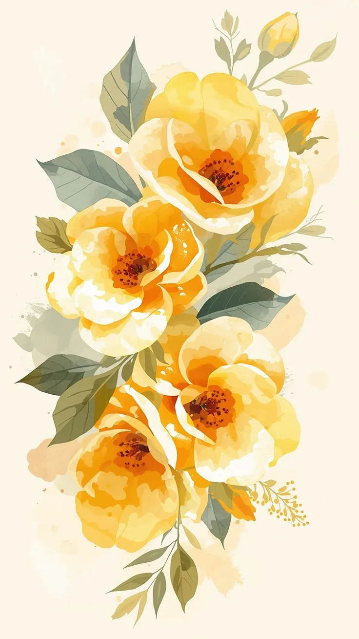Watercolor-style flower wallpaper