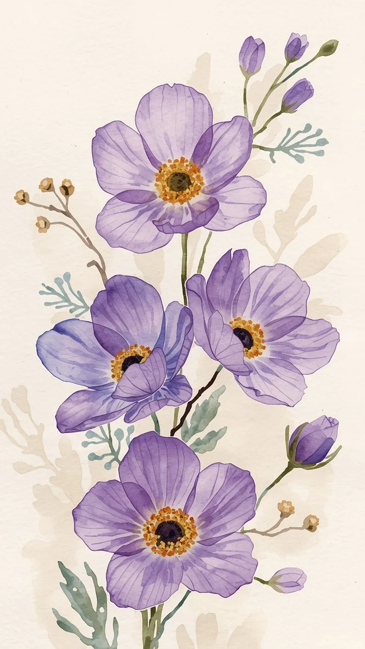 Watercolor-style flower wallpaper