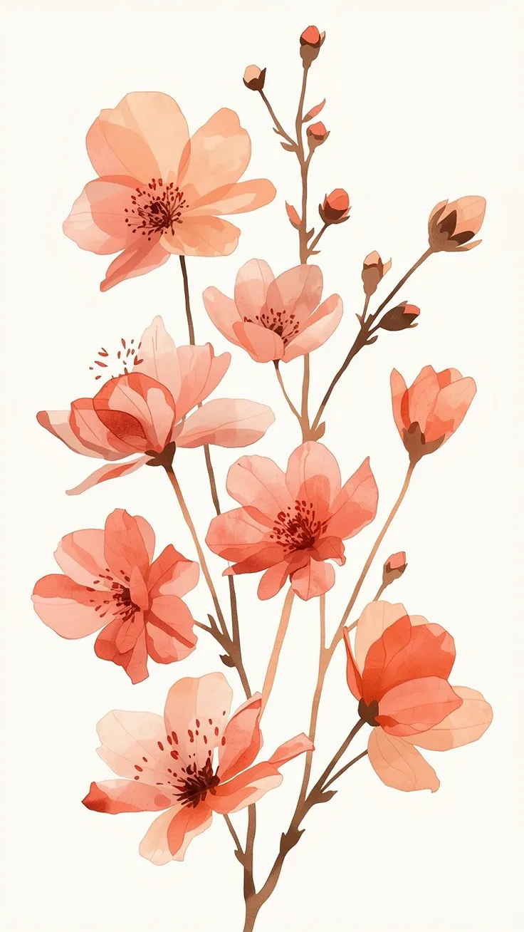 Watercolor-style flower wallpaper