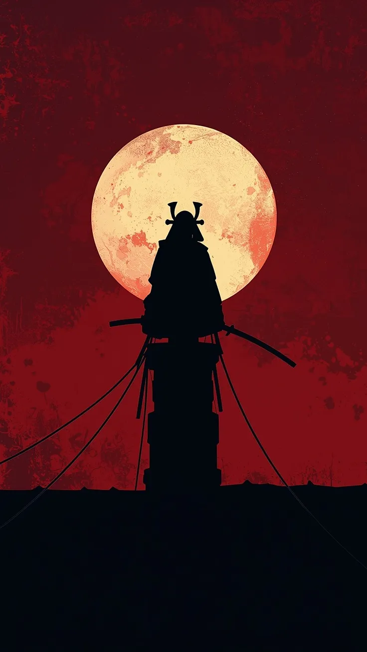 Minimalist japanese samurai silhouette wallpaper
