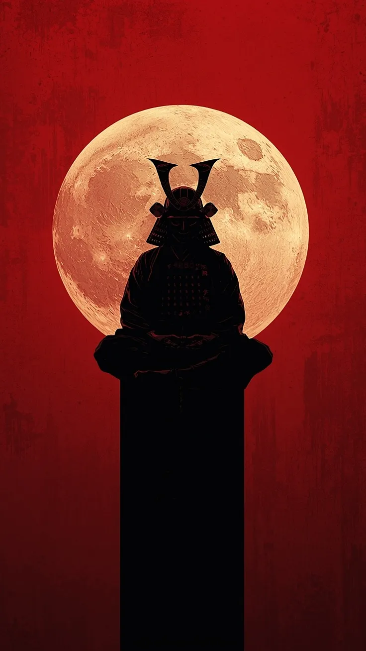 Minimalist japanese samurai silhouette wallpaper