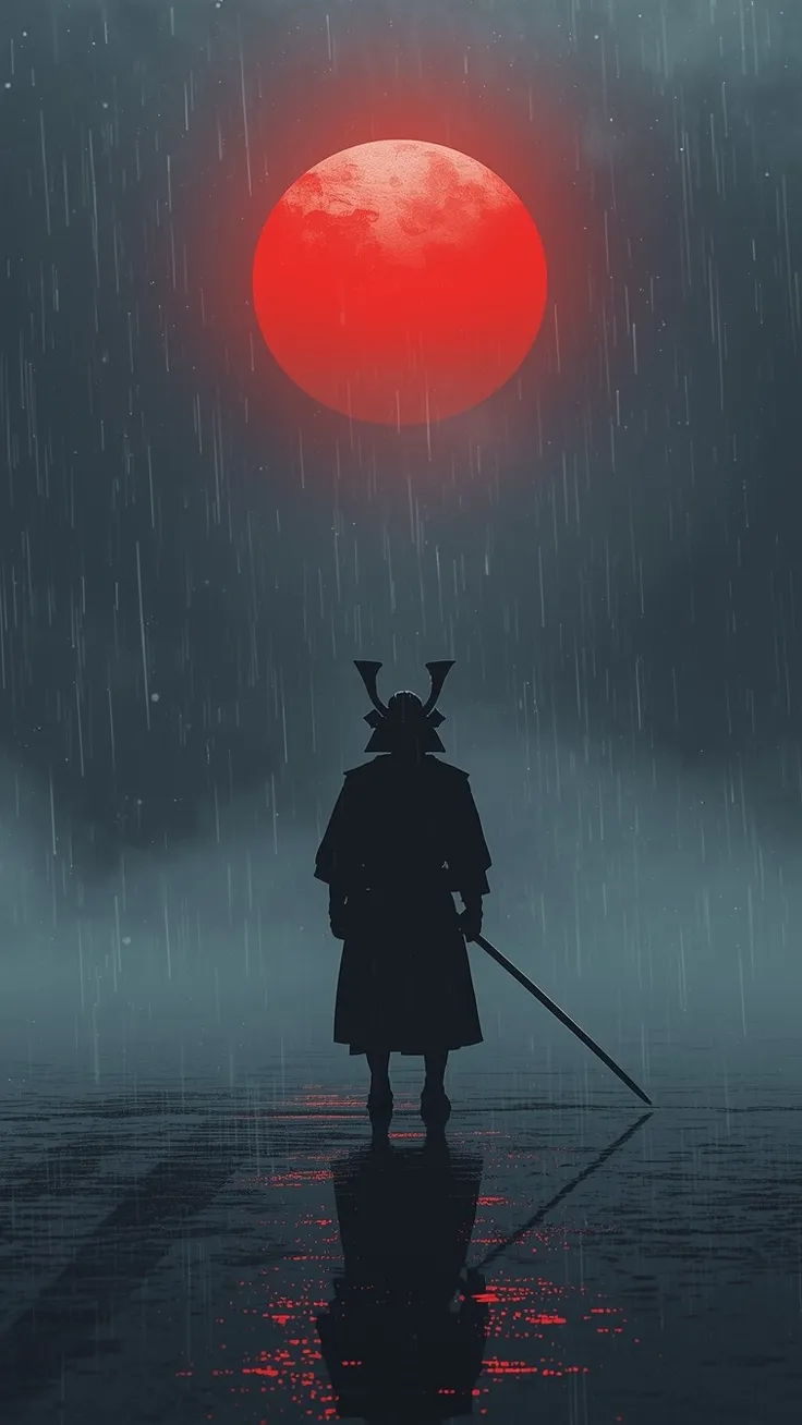 Minimalist japanese samurai silhouette wallpaper