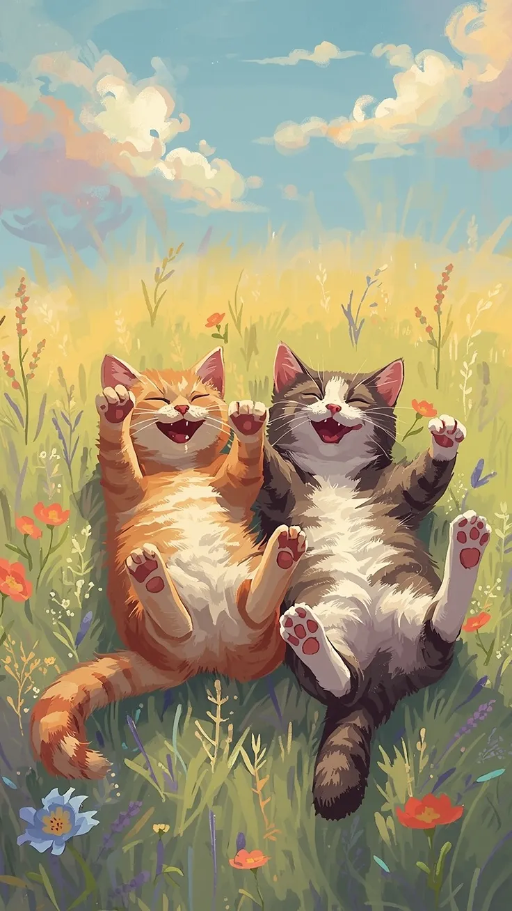 Laughing Cats Wallpaper