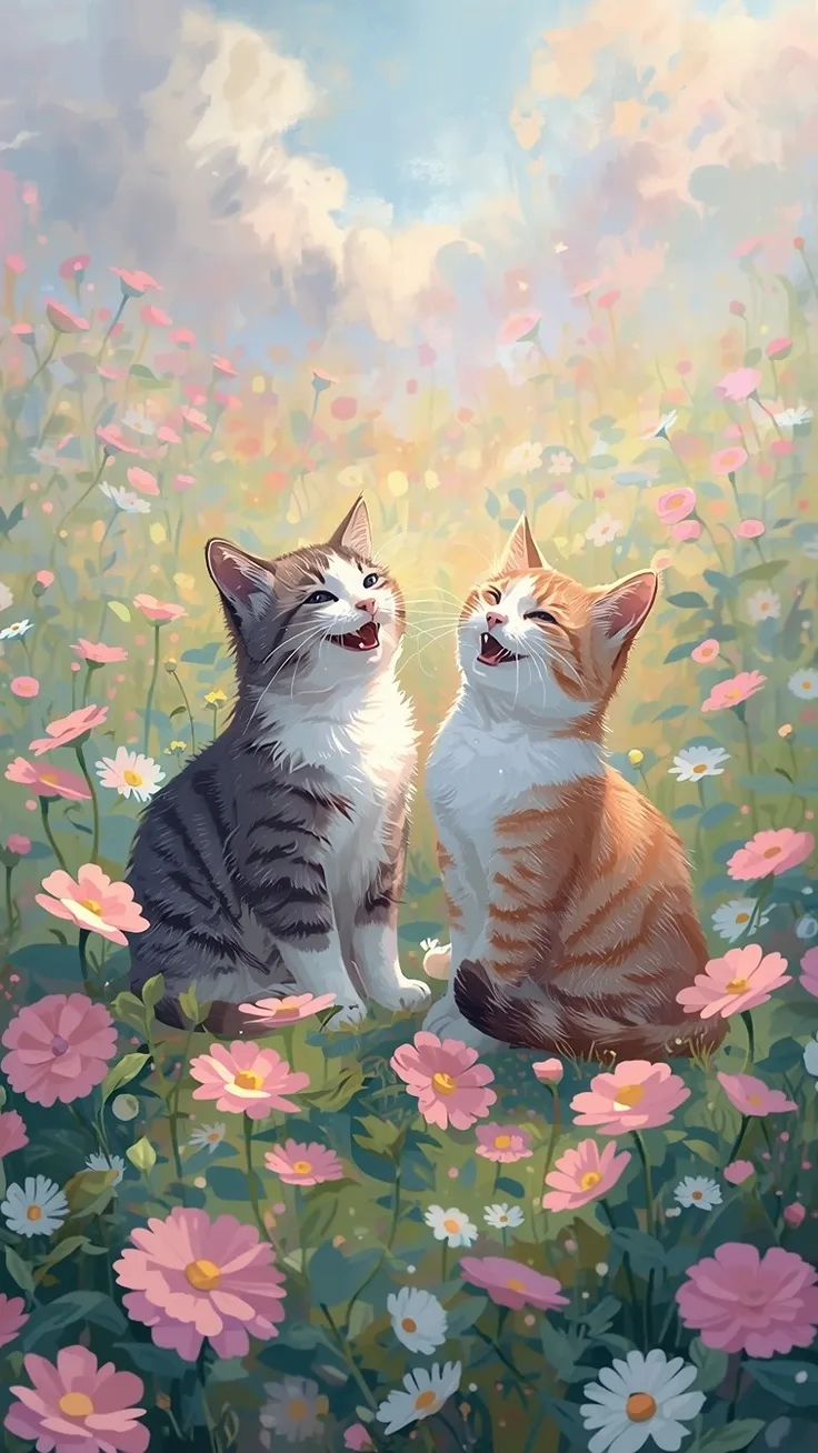 Laughing Cats Wallpaper