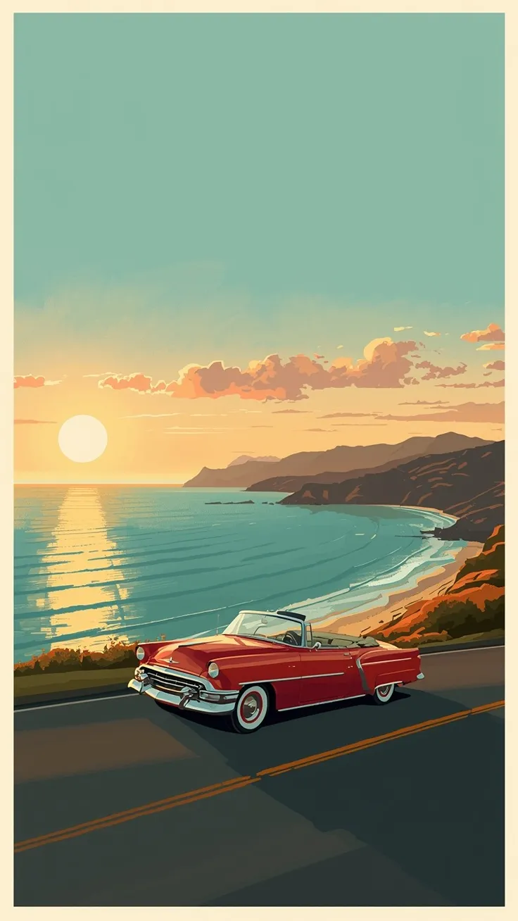 Peaceful Vintage Coastal Road wallpaper