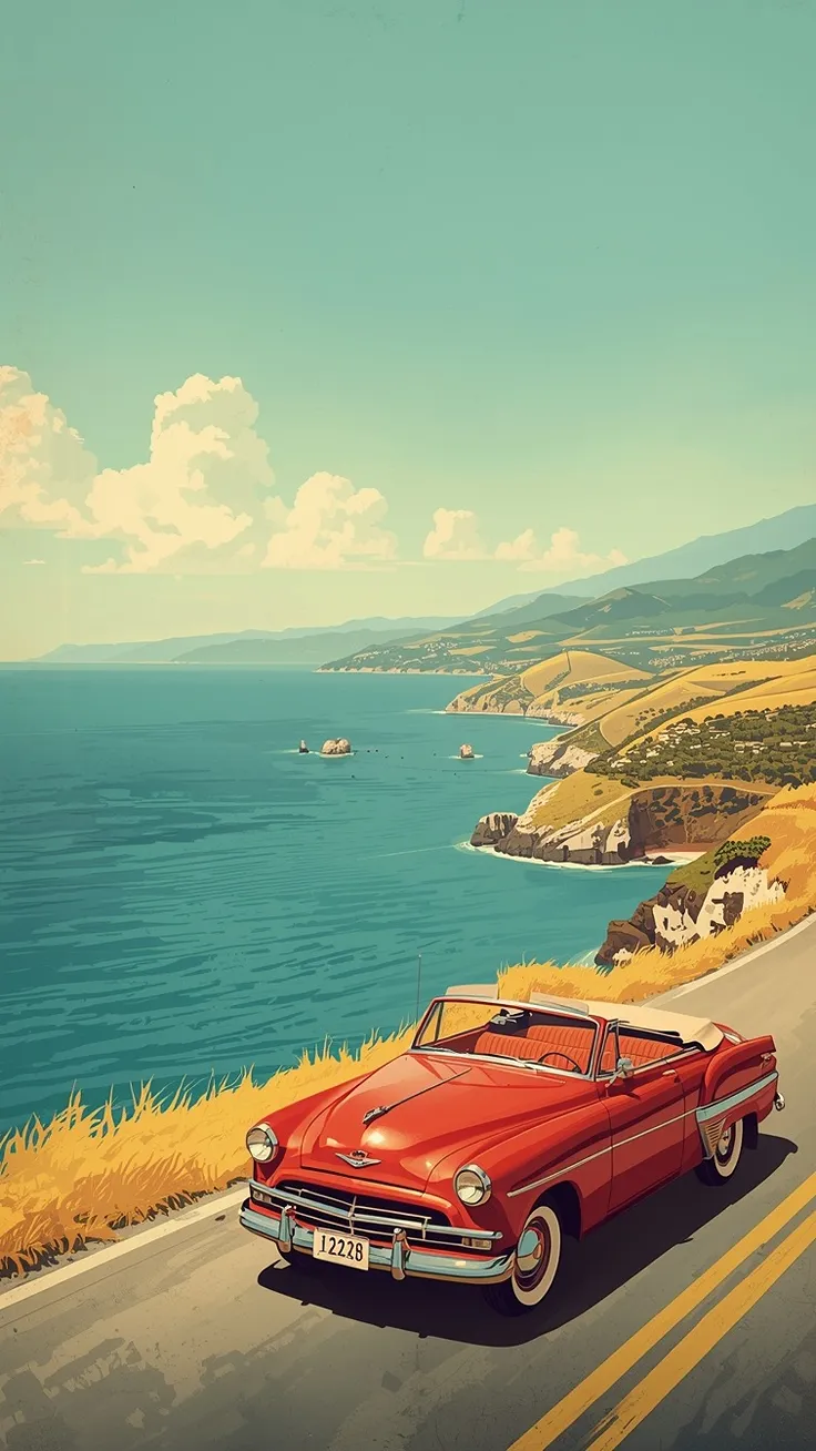 Peaceful Vintage Coastal Road wallpaper