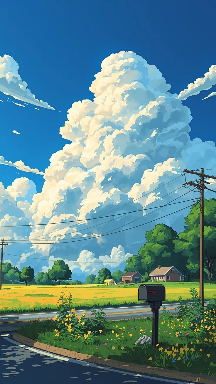 Bright Blue sky  American countryside atmosphere