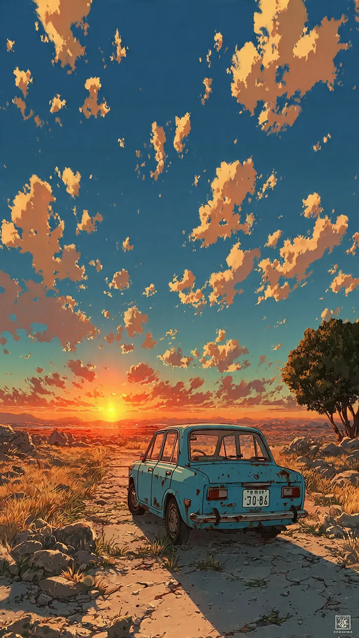 desert highway at golden hour