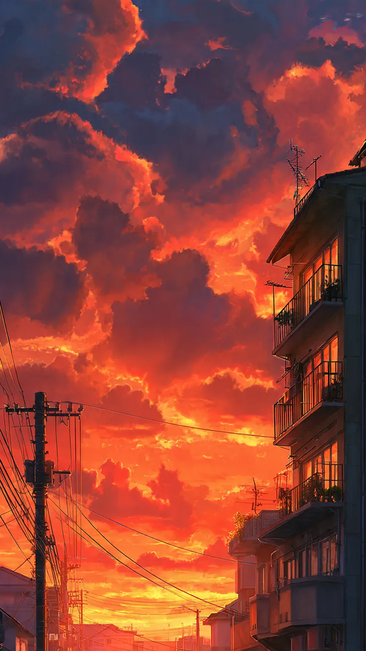 Anime Sunset Skyline Wallpapers