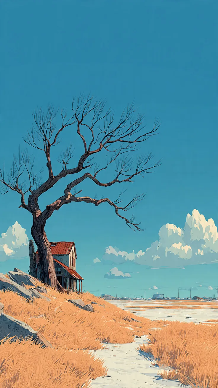 Single leafless tree wallpaper