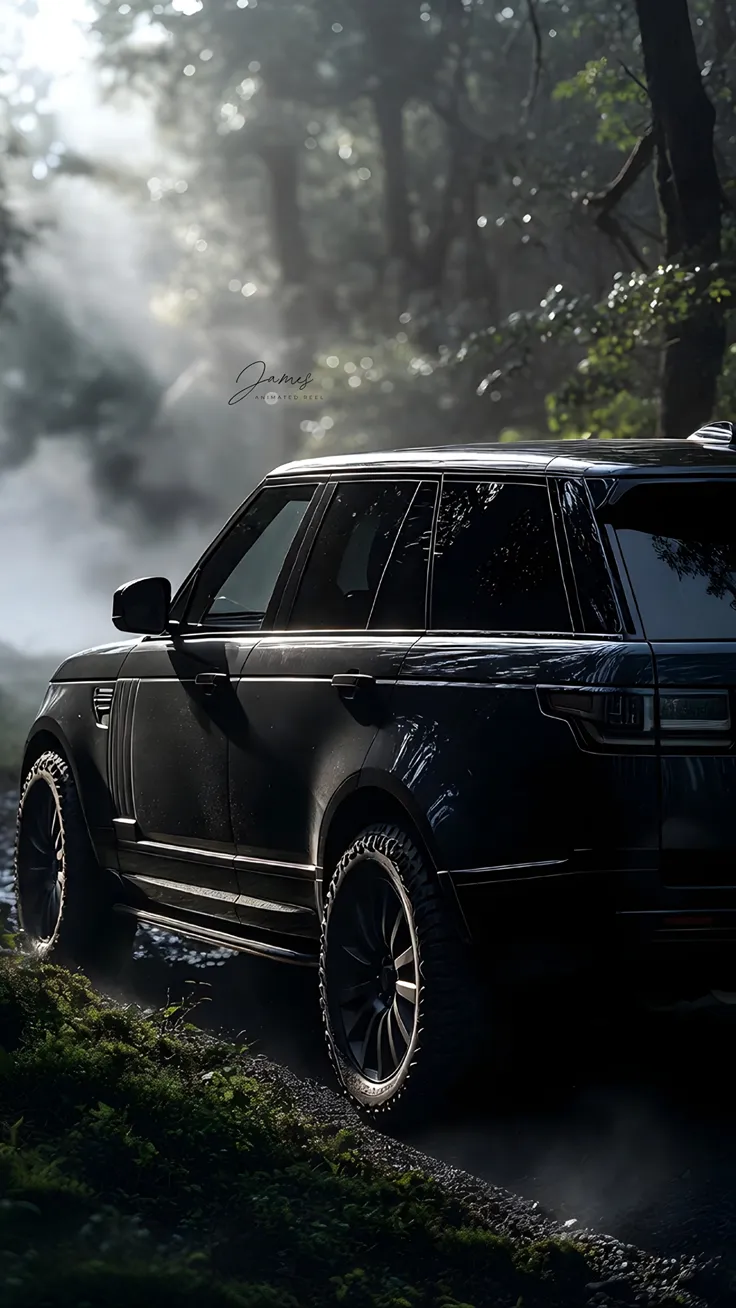 Range rover dark forest and sunset
