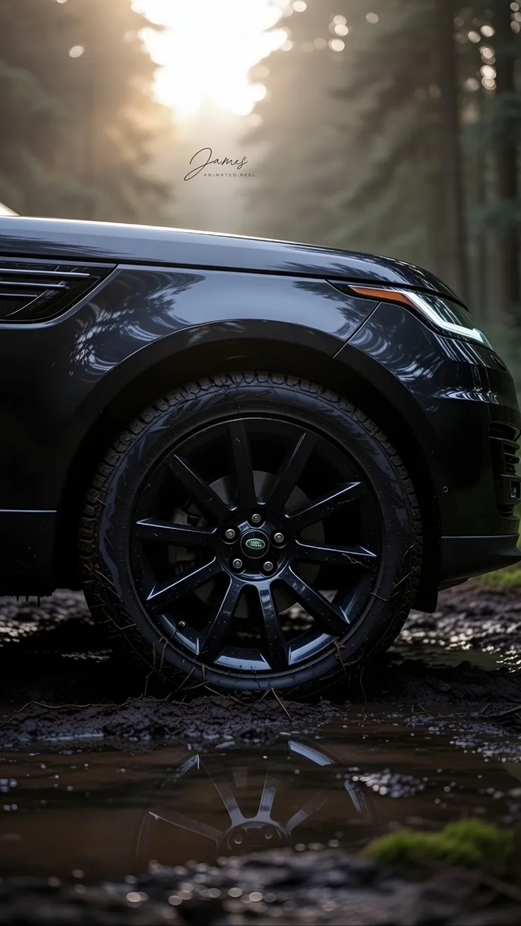 Range rover dark forest and sunset