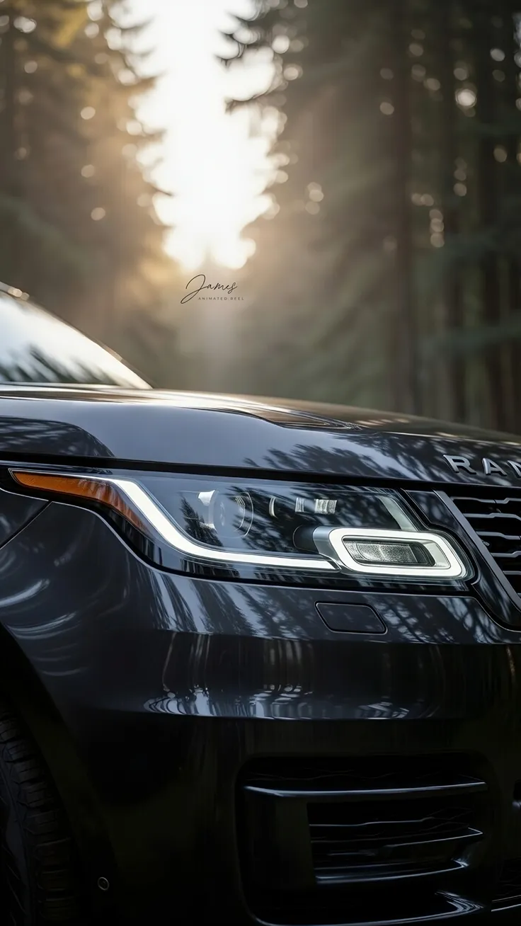 Range rover dark forest and sunset