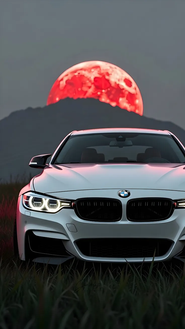 Blood moon bmw parked high quality wallpapers