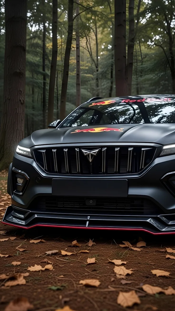 Forest car parked Balck colour wallpaper