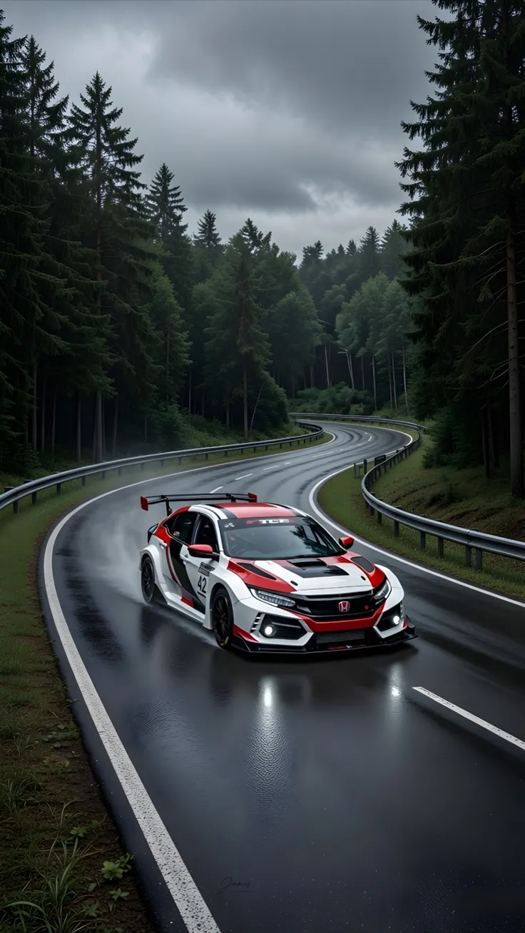 Rain honda civic drifting