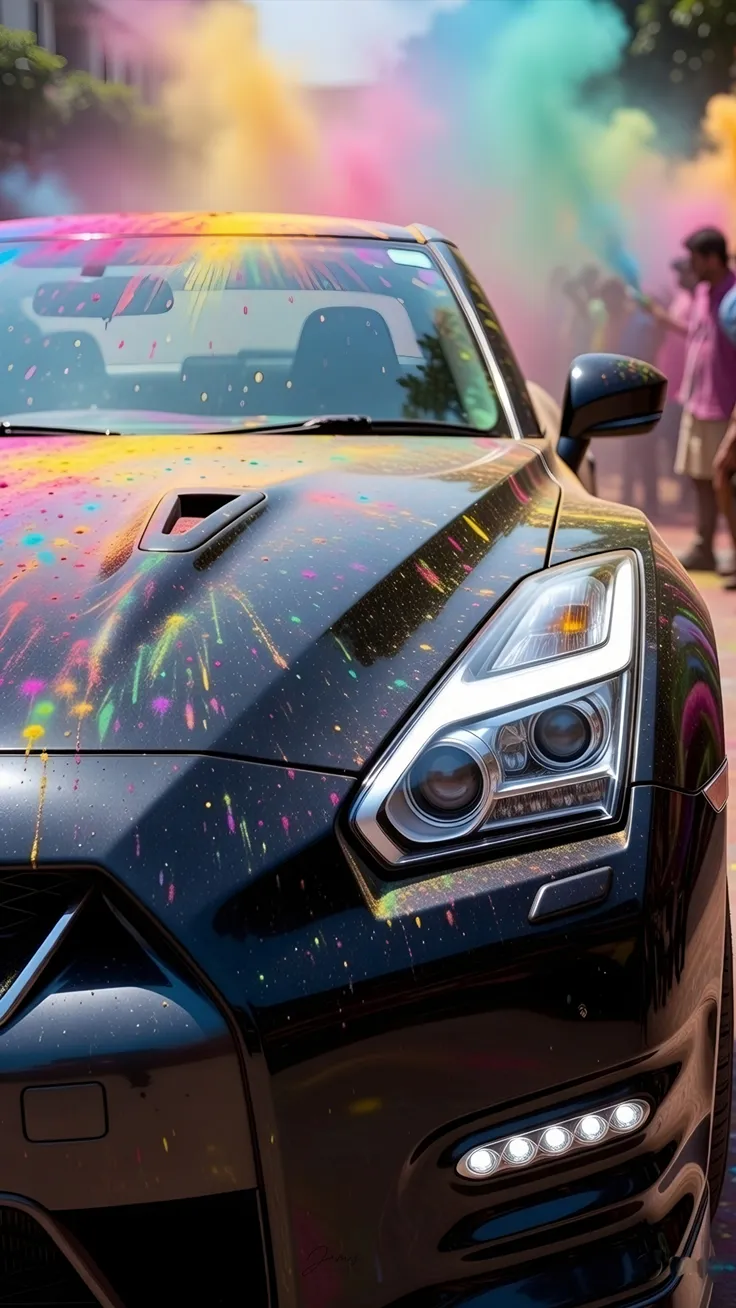 Happy Holi wallpapers car Nissan GTR