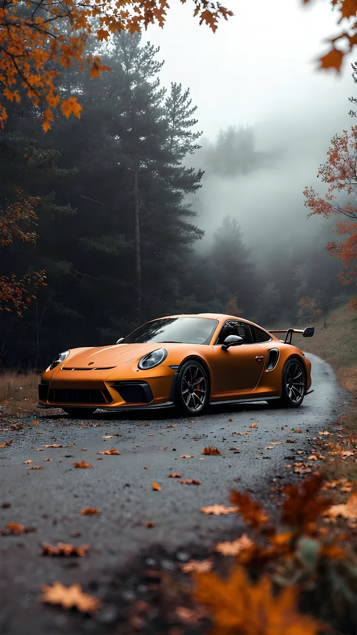 Porsche wallpaper dark forest smoke