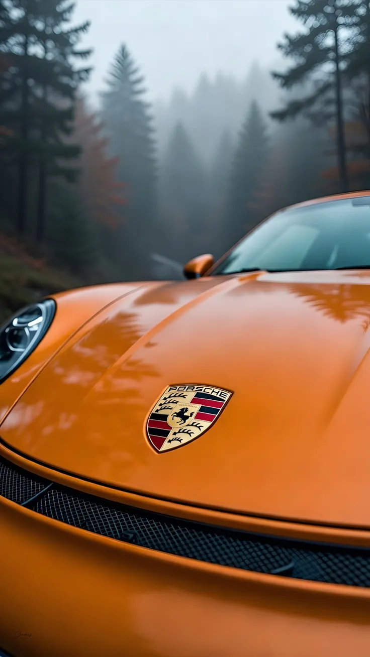 Porsche wallpaper dark forest smoke