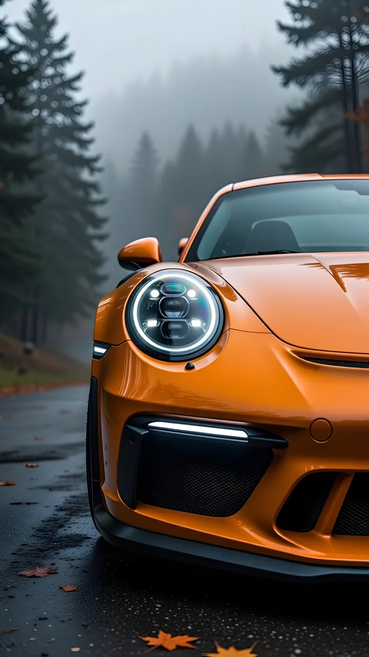 Porsche wallpaper dark forest smoke
