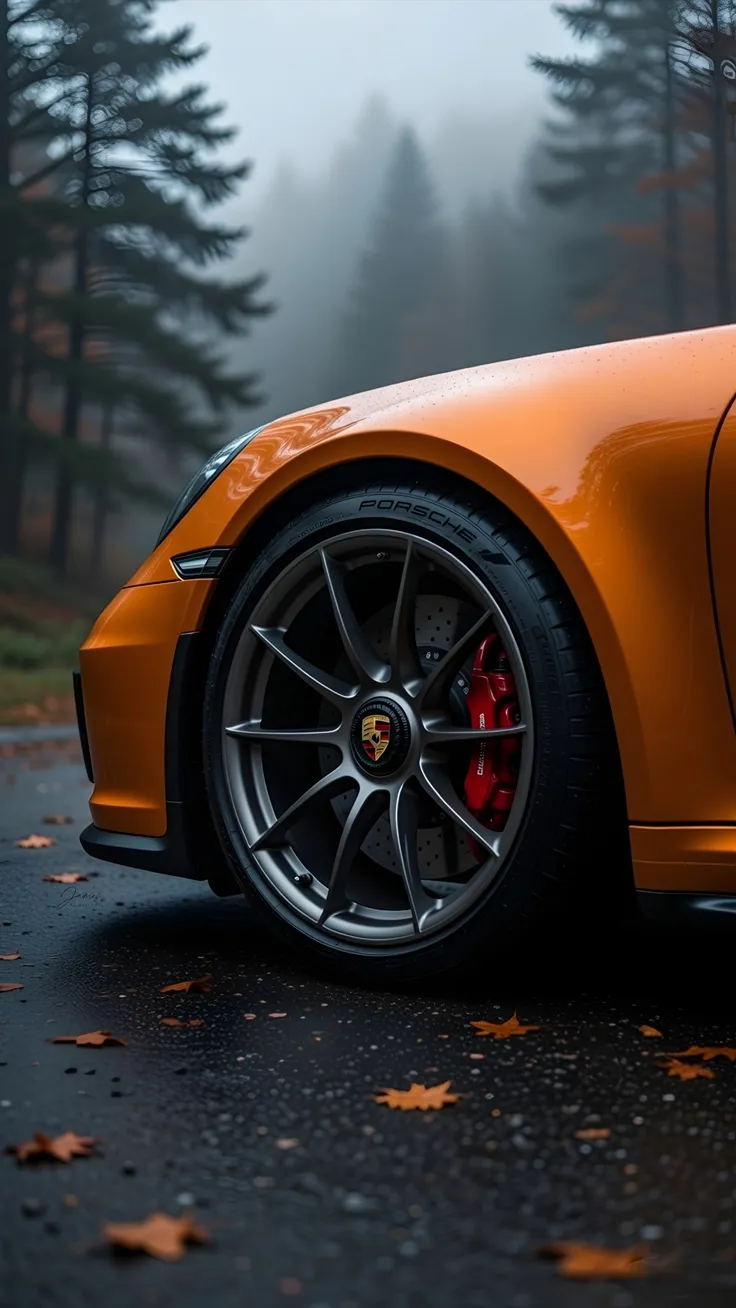 Porsche wallpaper dark forest smoke