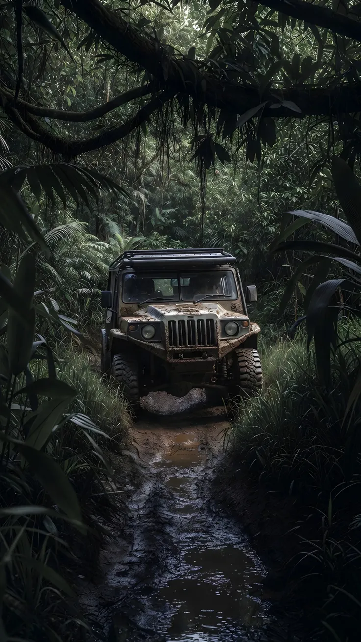 Deep jungle Jeep off-road