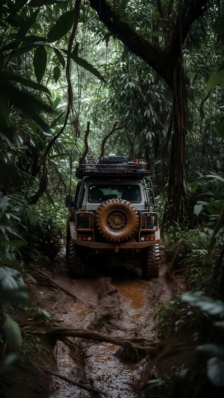 Deep jungle Jeep off-road