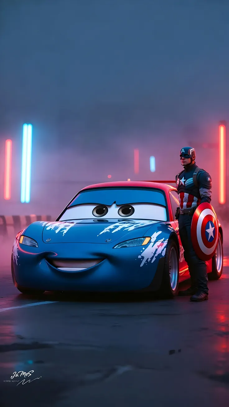 Captain America with cars king wallpaper