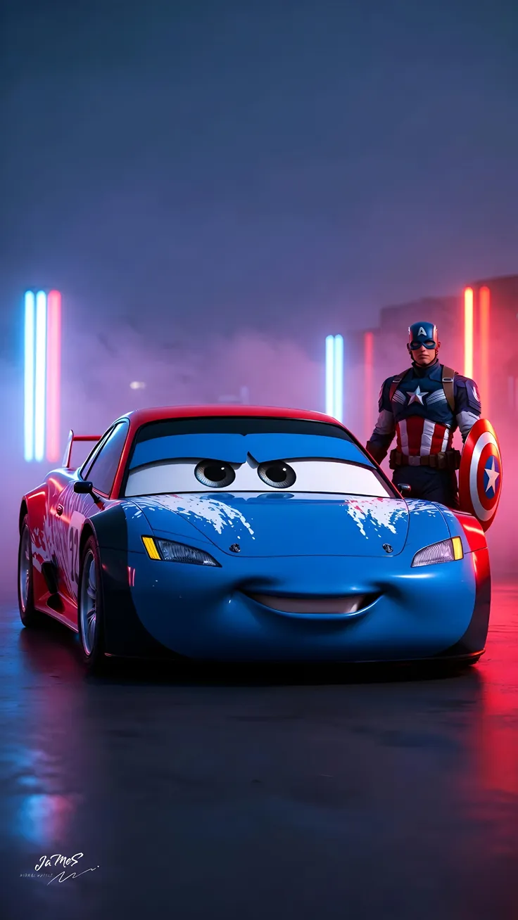 Captain America with cars king wallpaper