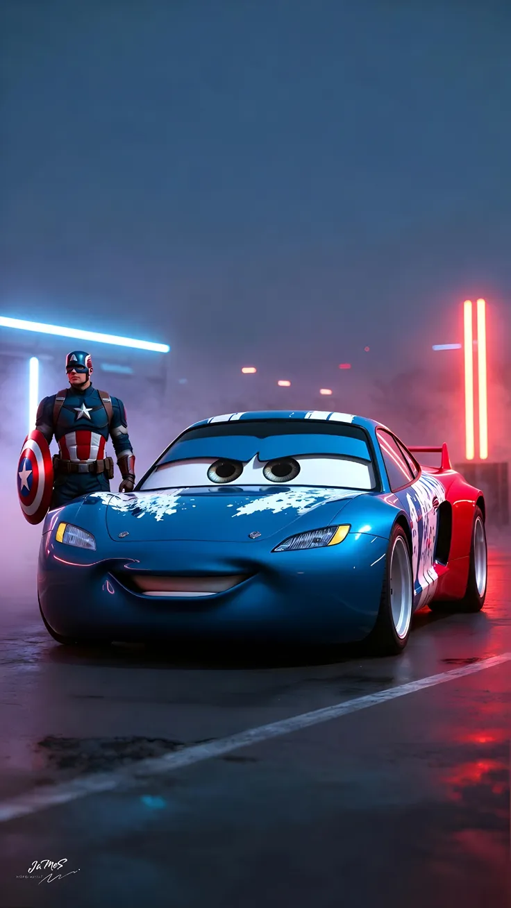 Captain America with cars king wallpaper