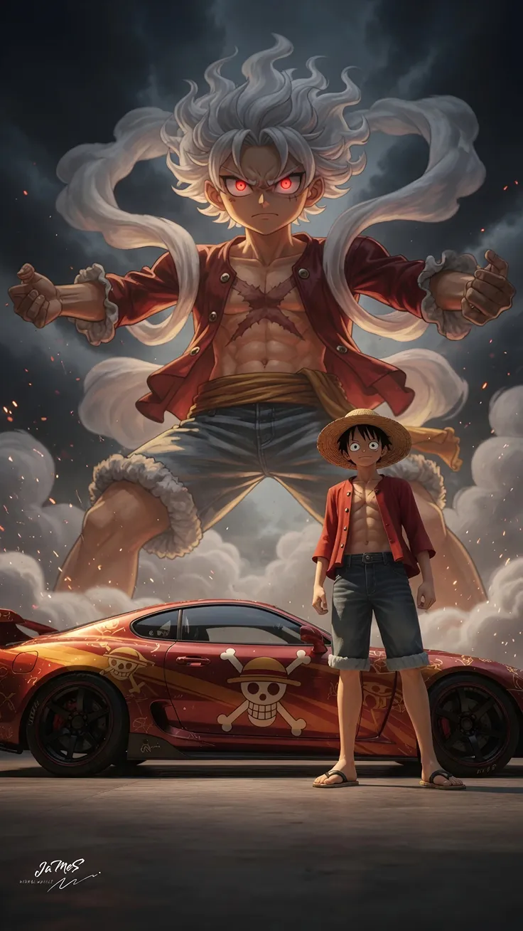 One piece wallpaper car wallpaper monkey D Luffy with cars
