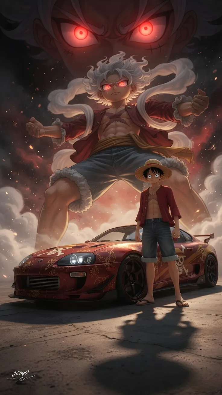 One piece wallpaper car wallpaper monkey D Luffy with cars