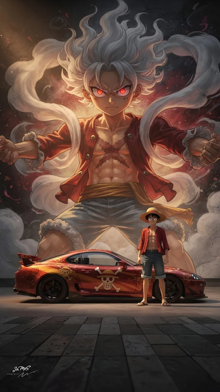 One piece wallpaper car wallpaper monkey D Luffy with cars