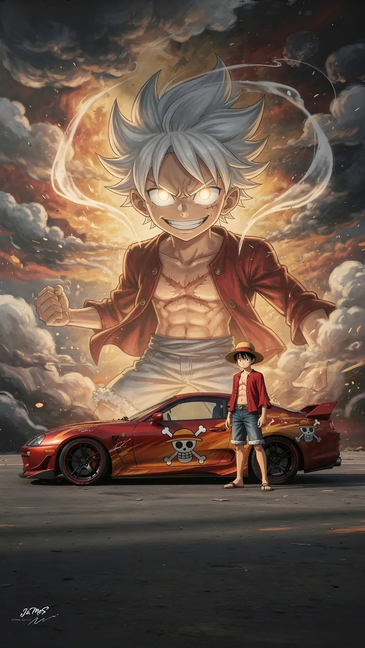 One piece wallpaper car wallpaper monkey D Luffy with cars