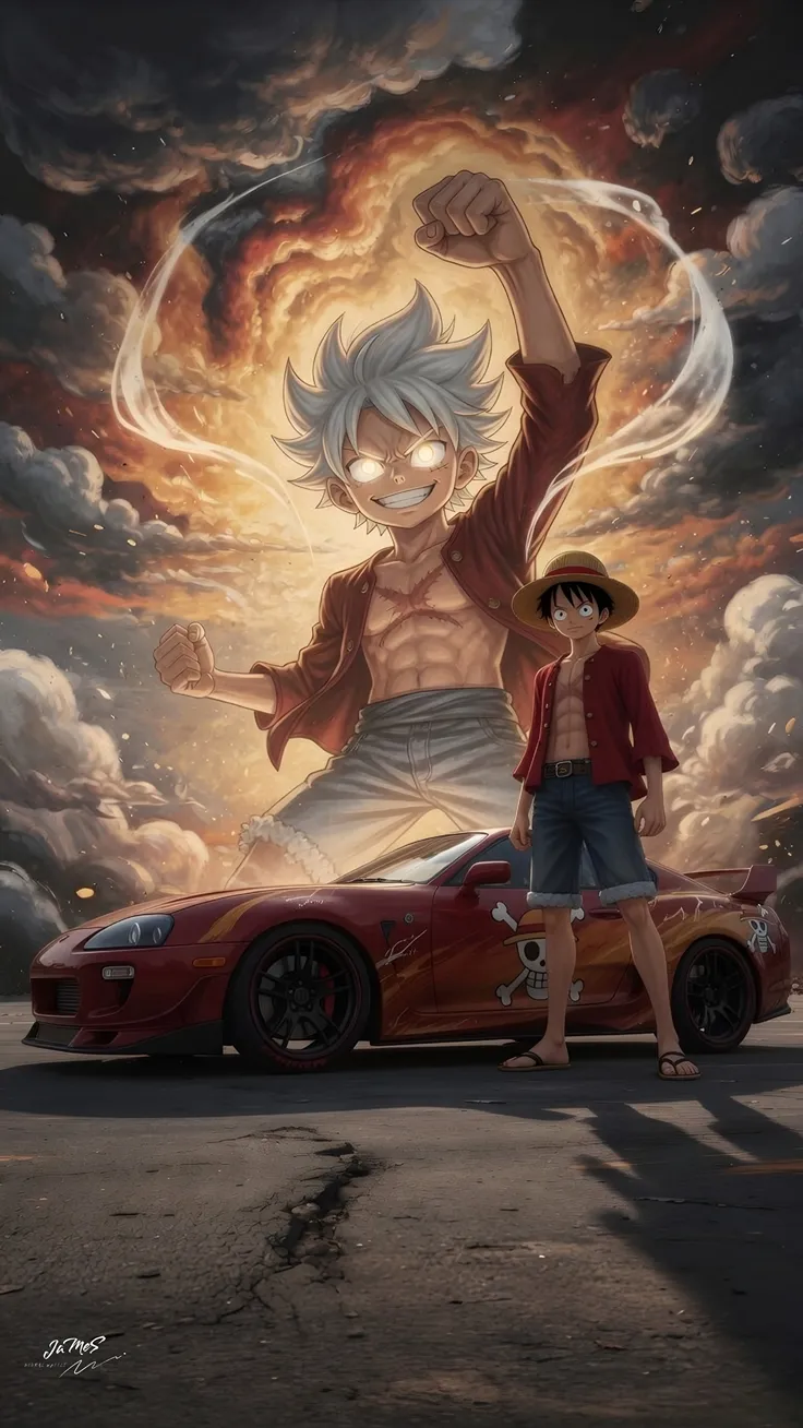 One piece wallpaper car wallpaper monkey D Luffy with cars