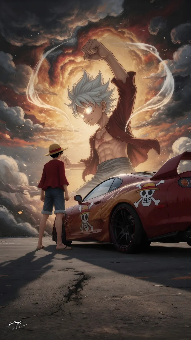 One piece wallpaper car wallpaper monkey D Luffy with cars