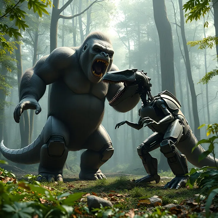 Primitive Hunter Versus Giant Prehistoric Boar In Ancient Forest