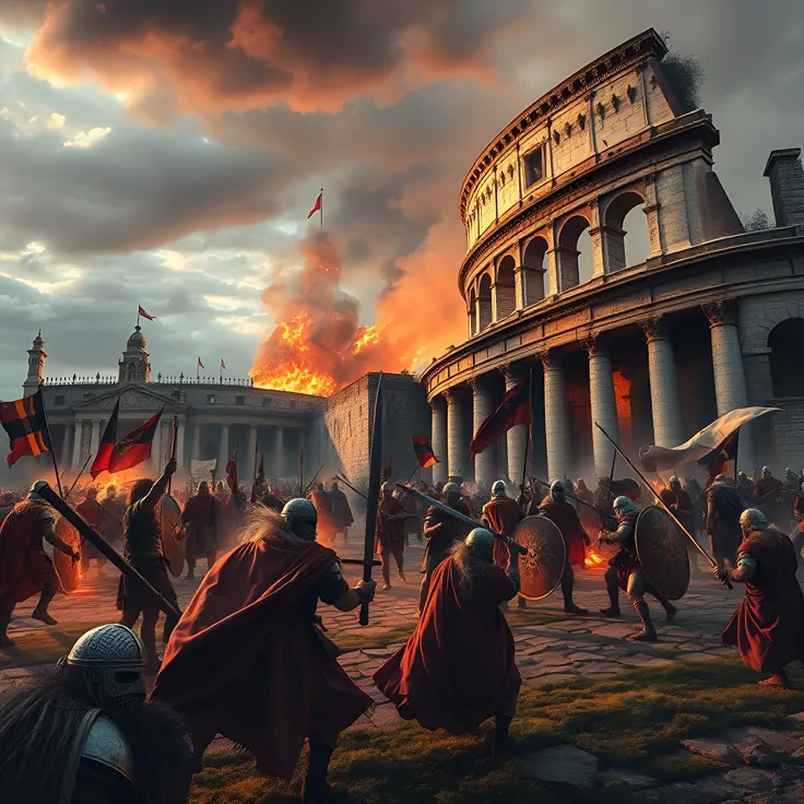 Primitive Hunter Versus Giant Prehistoric Boar In Ancient Forest