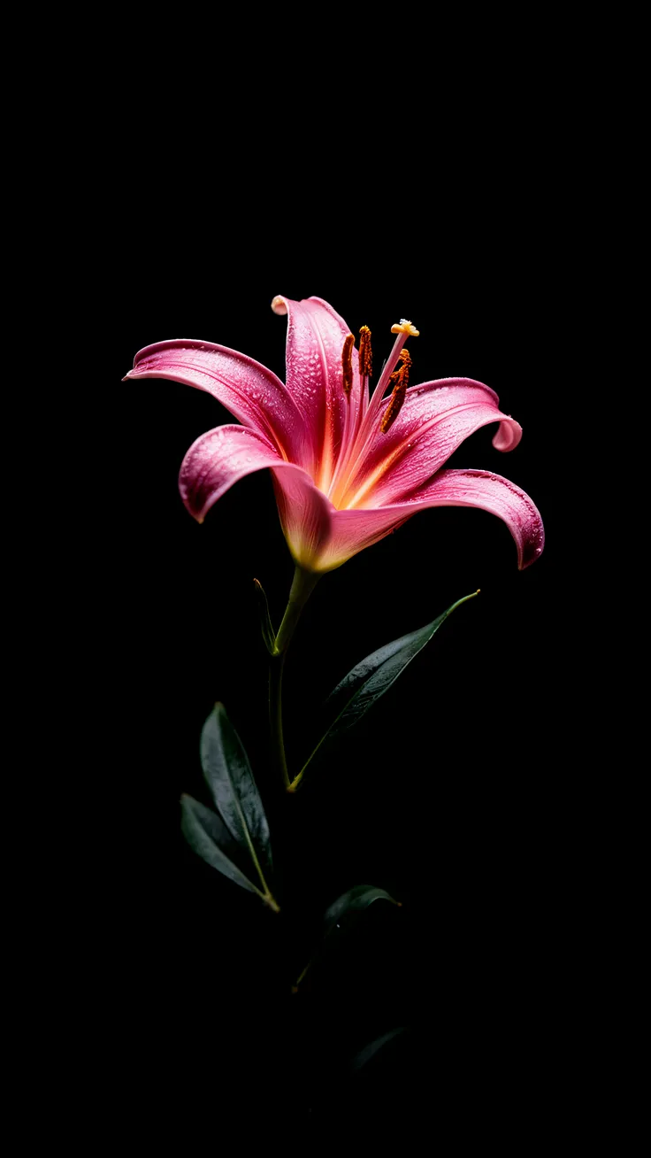 A Single Bloom Rising Gently Against the Infinite Black