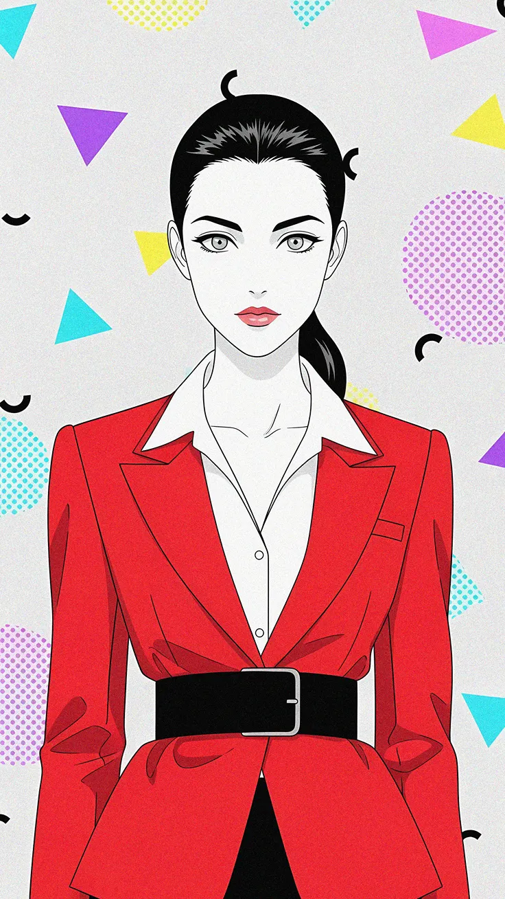 Neon Power Suit Girl Retro Pop Anime