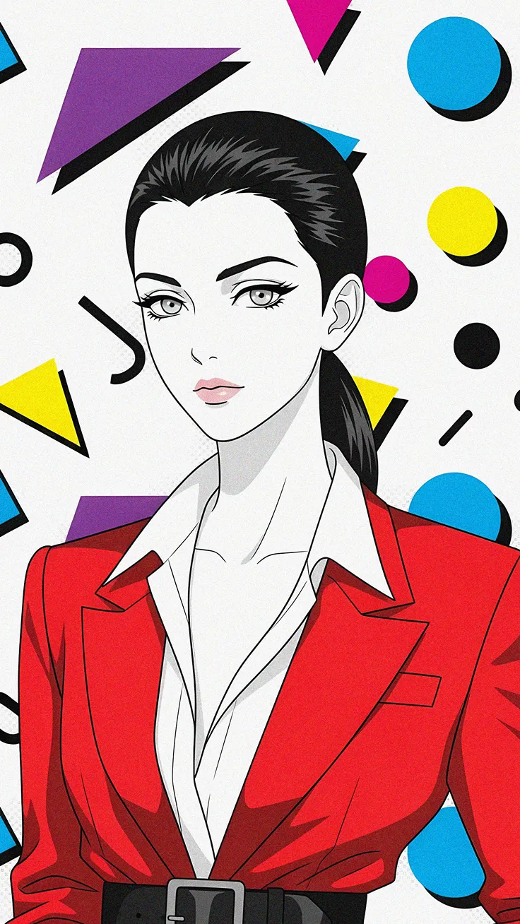 Neon Power Suit Girl Retro Pop Anime