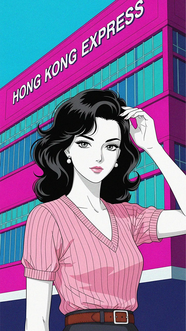 Neon Hong Kong Express Girl Retro Anime City