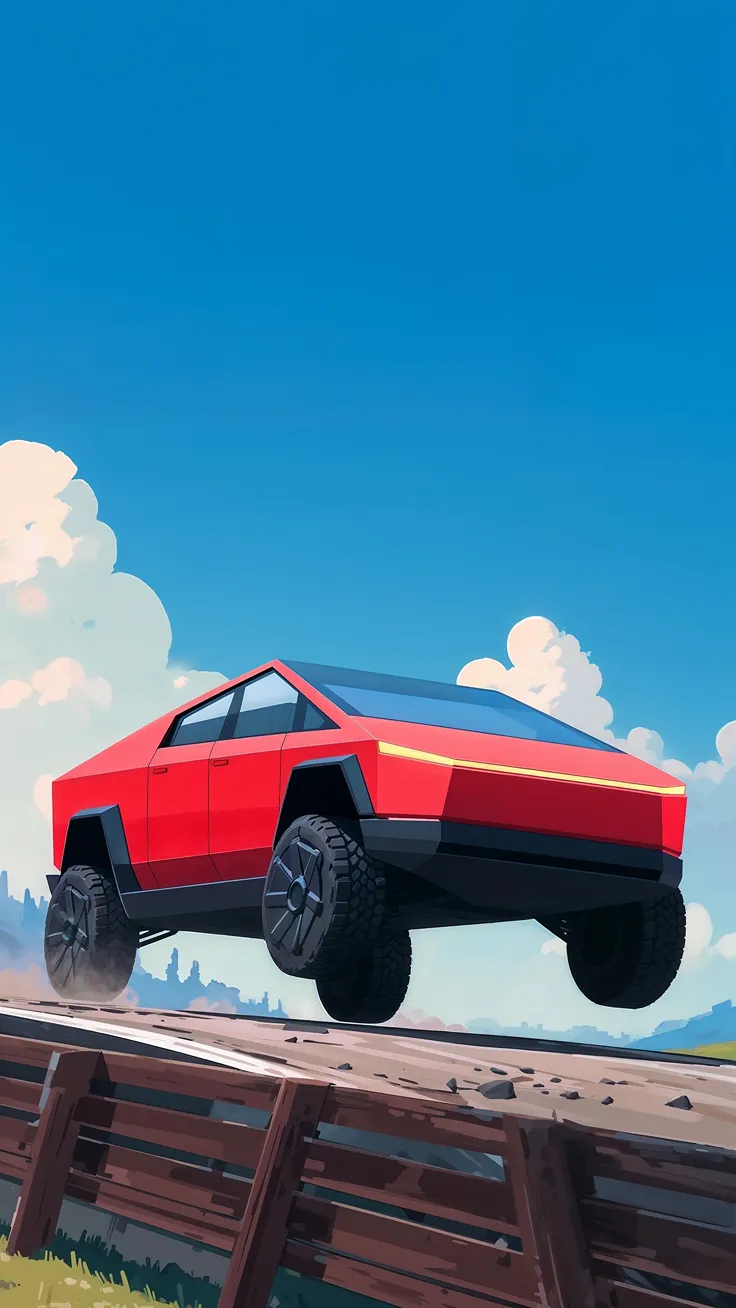 Futuristic Red Cybertruck Android Wallpaper Aesthetic Car Wallpaper 4K Mobile Background