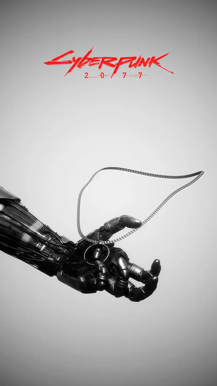 Cyberpunk 2077 Mechanical Hand Minimal 4K Phone Wallpaper