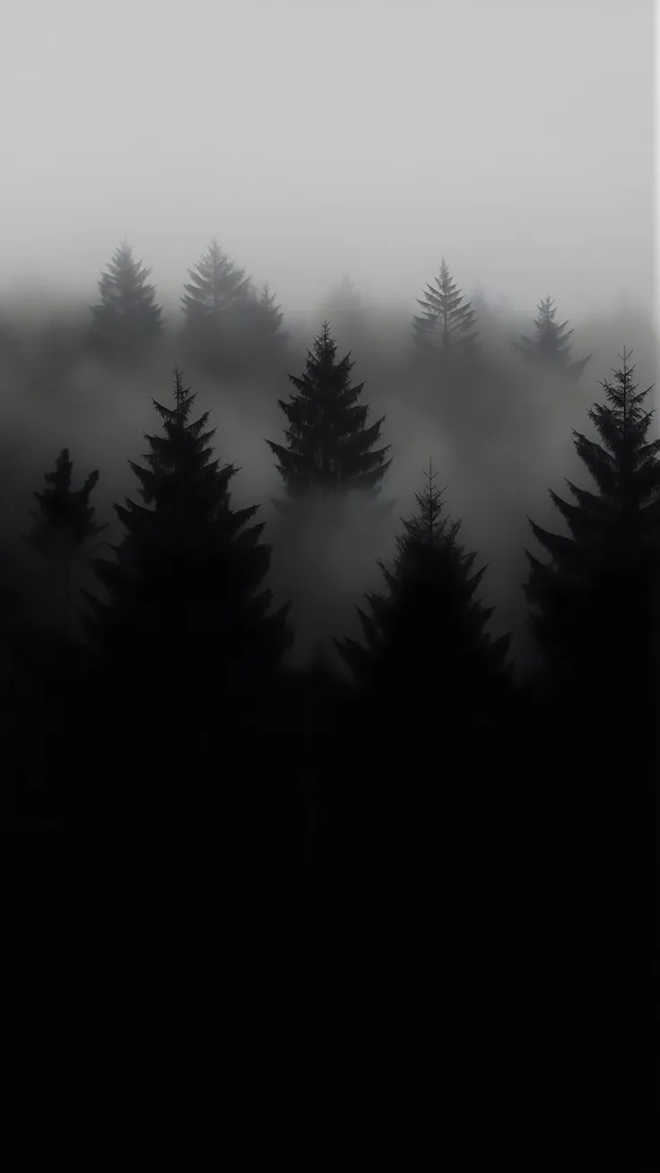 Dark Pine Trees Mist HD Background