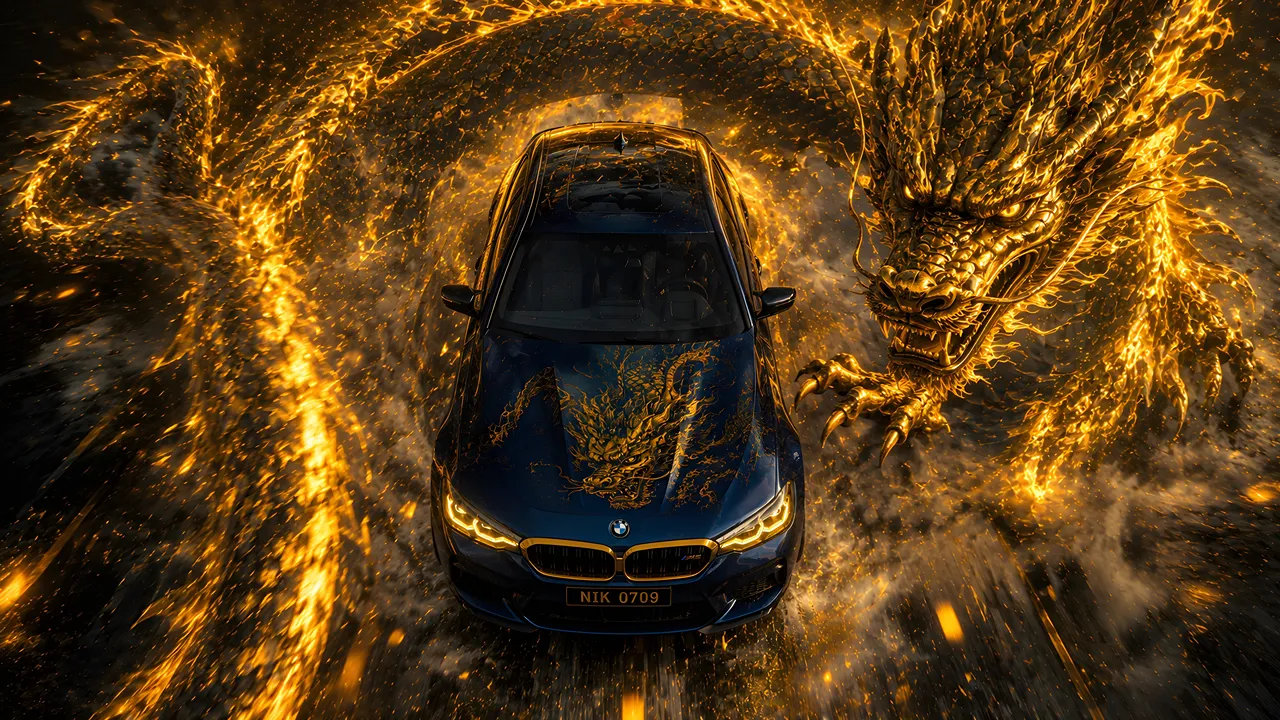 The bmw m5 x golden dragon for dekstop wallpaper