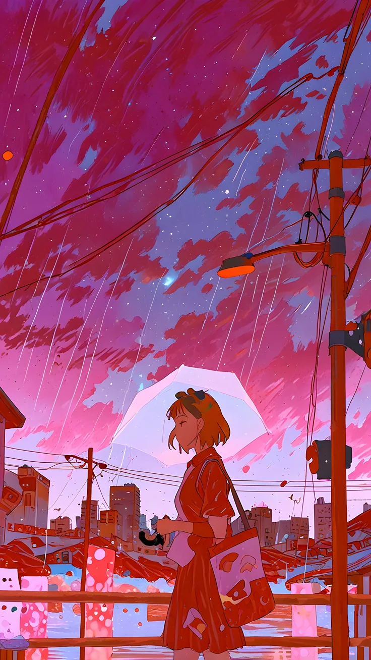 Anime raining lofi wallpaper
